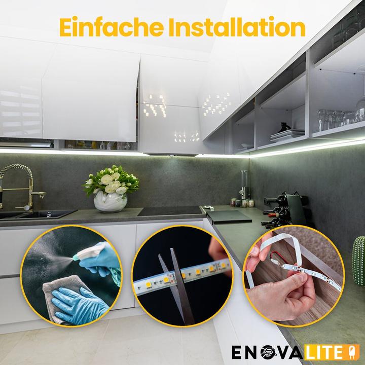 Image du produit Enovalite Kit de bandes LED, RGB, avec télécommande et adaptateur secteur (RGB, 500 cm, Intérieur)