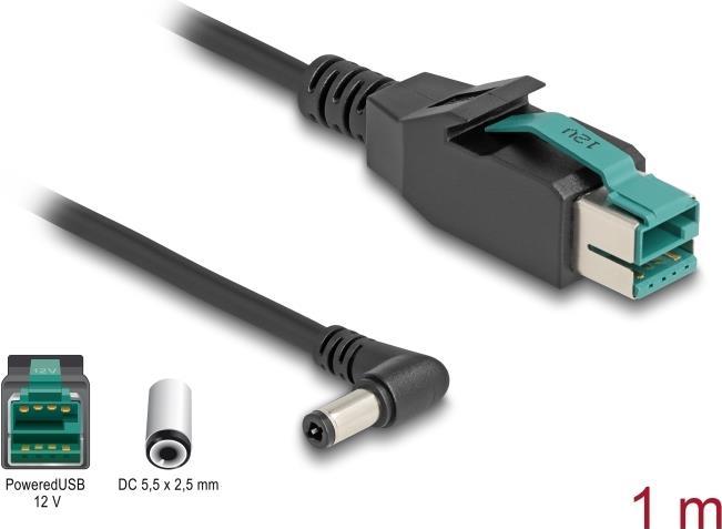 Produktbild Delock PoweredUSB Kabel Stecker 12 V zu DC 5,5 x 2,5 mm Stecker gewinkelt 1 m