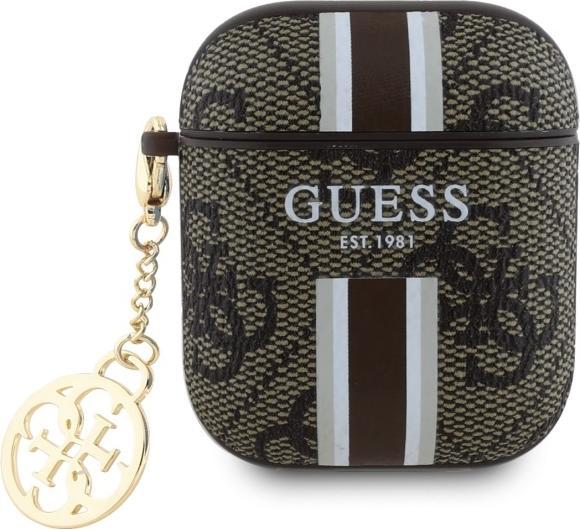 Produktbild Guess GUA2P4RPSW AirPods 1/2 cover brązowy/brown 4G Printed Stripes Charm (Kopfhörer Tasche)