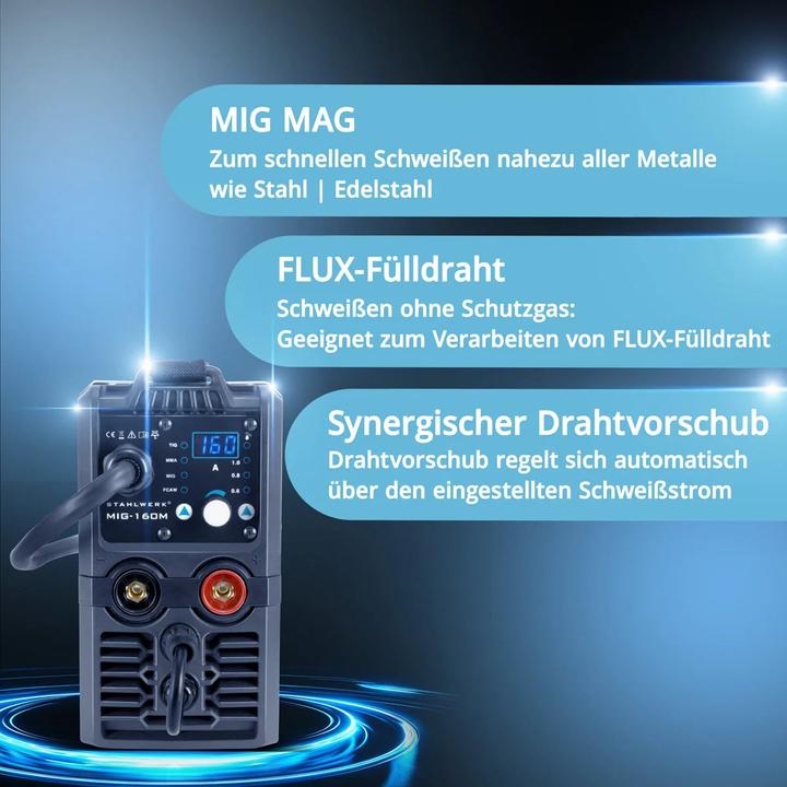 Produktbild Stahlwerk Schweissgerät MIG MAG 160 M Lift TIG Starter Set mit 160 Ampere