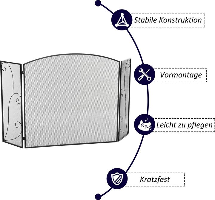 Image du produit Homcom Grille de cheminée avec trois panneaux (132,5 x 76,5 cm)