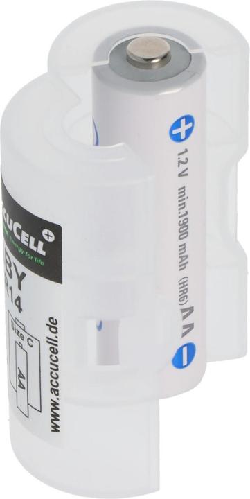 Actual product image Panasonic 2x adapter C, Baby, LR14 and eneloop battery NiMH, Mignon, AA, HR06 (2 pcs., R14, C, 2000 mAh)