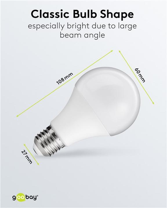 Immagine prodotto Goobay Lampadina LED, 8,5 W (E27, 8.50 W, 806 lm, 1 x, F)