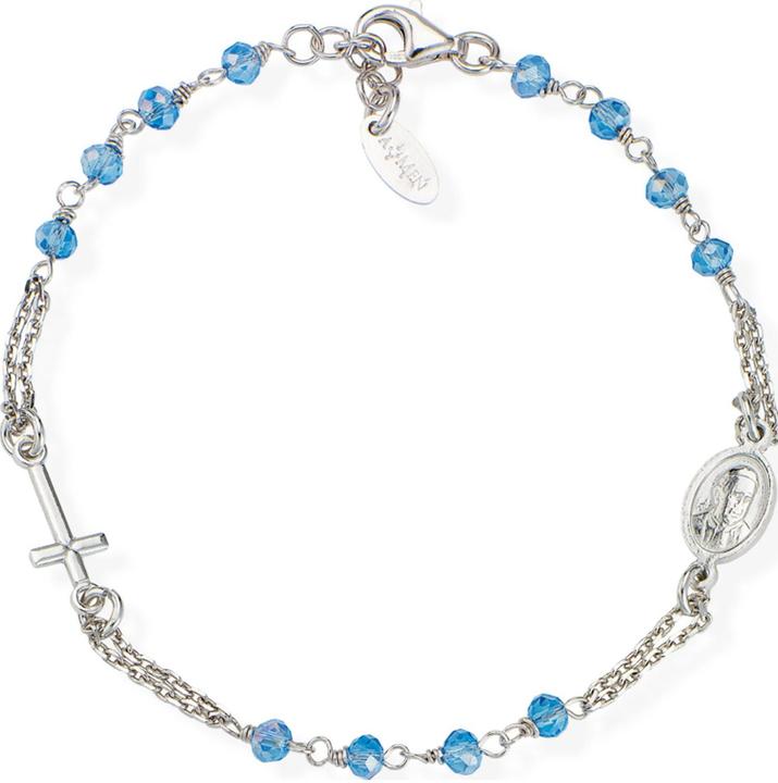 Amen Rosary Crystal Armband (18 cm, 925er Silber)