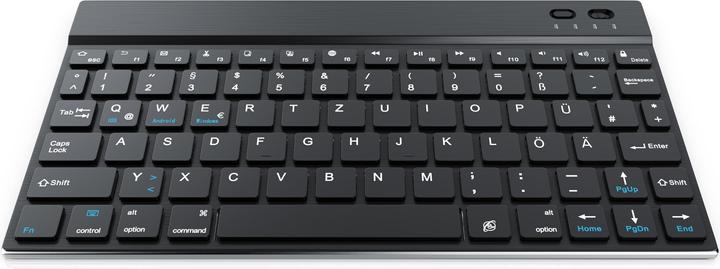 Produktbild CSL Wireless Tastatur, Ultra Slim Keyboard, Bluetooth, Aluminium Gehäuse, DE Layout, BT 3.0, schwarz (DE, Kabellos)