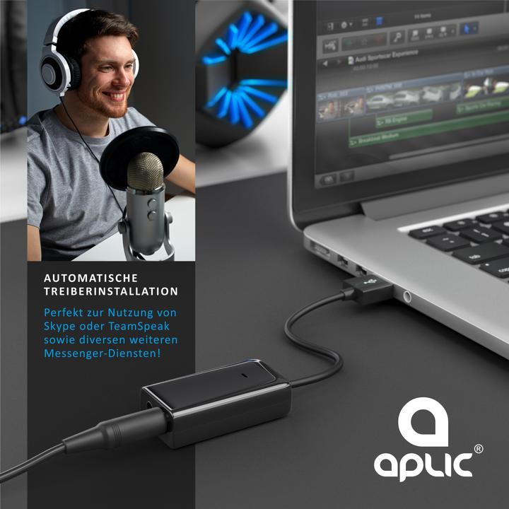 Image du produit Aplic Carte son Virtual 7.1 Surround, USB mini externe, Dynamic 3D Surround, entrée 3,5mm, sortie 3,5mm (USB 2.0)