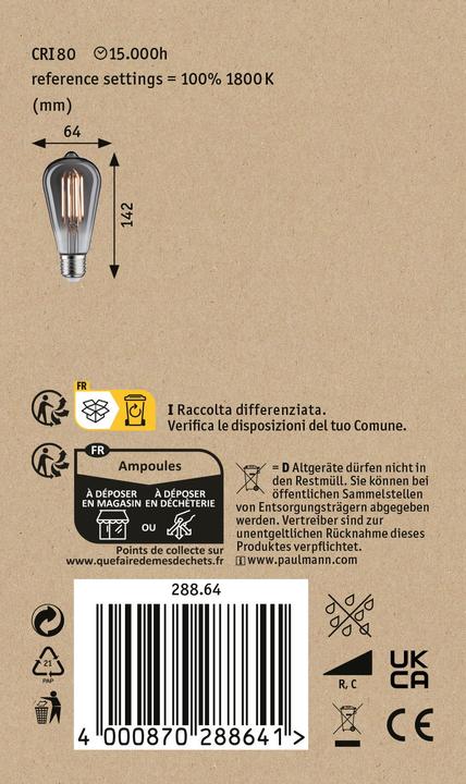 Actual product image Paulmann 1879 Filament piston ST64 (E27, 7.50 W, 320 lm, 1 x)
