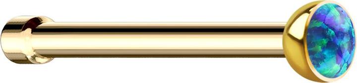 Produktbild Star Piercing Nasenstecker gerade vergoldet mit Opal blau (ohne Messing, Chirurgenstahl 316L)