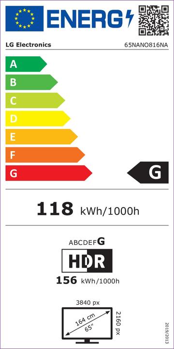 Energie-Label LG 65NANO816 (65", Nano-Cell, 4K, 2020)