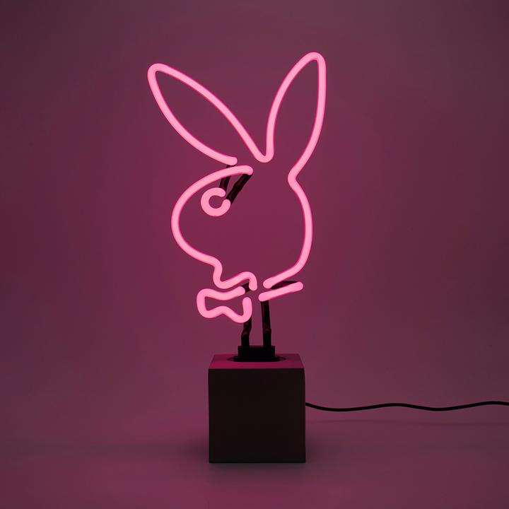 Image du produit Locomocean Lampe de table en verre néon avec socle en béton - Playboy Bunny rose