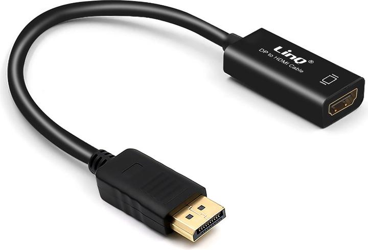 Actual product image LinQ DisplayPort / HDMI connection adapter / video cable, 23cm cable, - Black (HDMI, 15 cm)