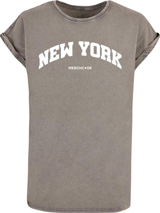 Merchcode Ladies New York Wording - Acid Washed T-Shirt - 116377