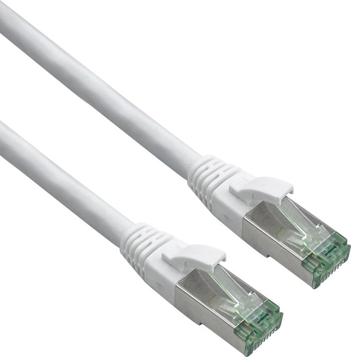 Helos GRS zertifiziertes Cat 6a Patchkabel mit Cat 7 Rohkabel TPE weiss 0,25m (S/FTP, CAT7, 0.25 m)