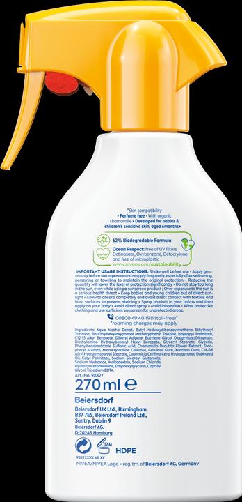 Image du produit NIVEA Sun Babies & Kids Sensitive Protect Spray (Spray solaire, SPF 50, 270 ml, 500 g)