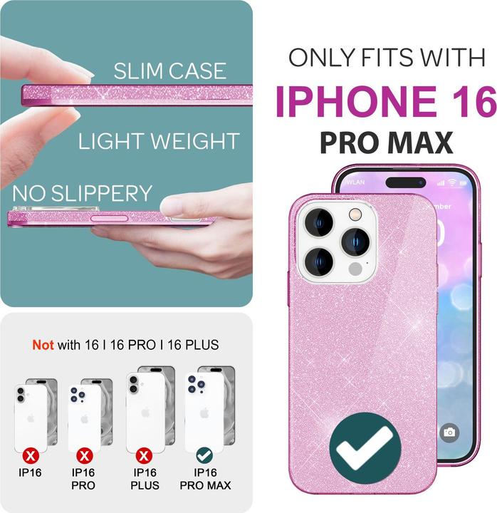 Immagine prodotto Nalia Copertina ibrida glitterata (Apple iPhone 16 Pro Max)