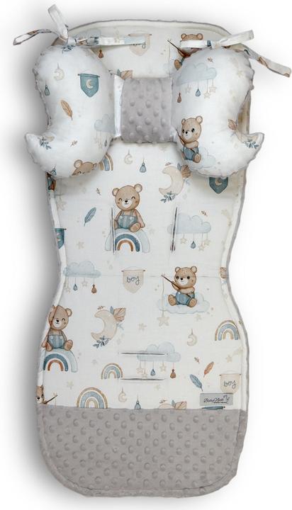 Actual product image Baby-Nest Pram Seat Cover & Anti-Shock Cushion |Premium Cotton & Minky Fabric |Teddy Bear