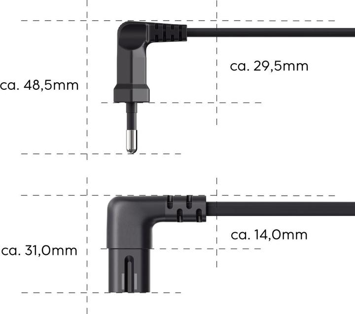 Produktbild Hama Netzkabel, beidseitig gewinkelt, Euro-Stecker, Doppelnut/C7, 5 m, Schwarz (5 m)