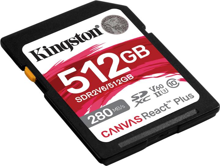 Actual product image Kingston Canvas React Plus (512 GB, SDXC, U3, UHS-II)