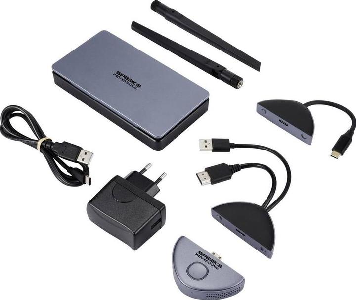 Actual product image SpeaKa Professional SP-TR-500 USB-C® Funkübertragung (Set) 30 m 5 GHz, 2.4 GHz 1 (30 m)