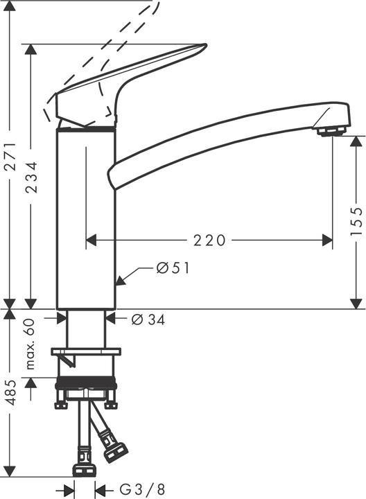 Actual product image hansgrohe Logis M31 single lever kitchen tap 160, 1 spray type