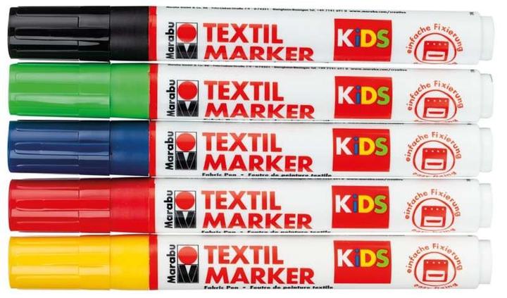 Produktbild Marabu Textilstift KiDS (Grün, Gelb, Schwarz, Rot, Blau, Violett, 3 mm, 5 x)