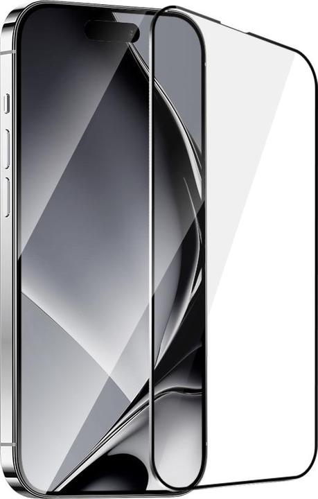 Actual product image OEM Tempered glass metal frame for iPhone 16 Pro Max 6,9" black frame