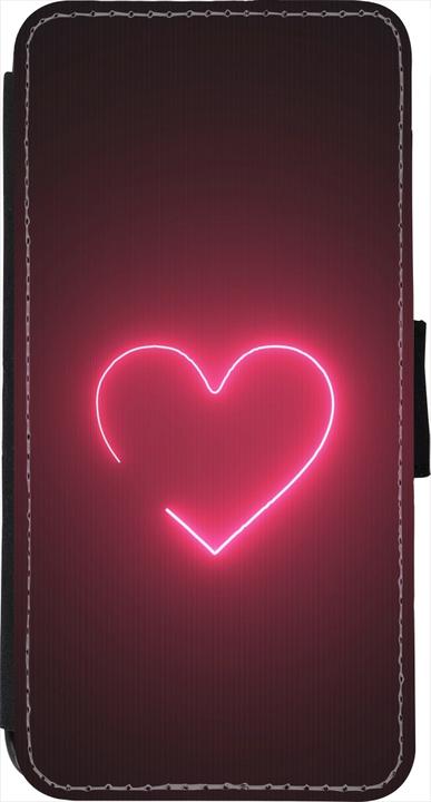Actual product image PhoneLook Cover Wallet black Valentine 2023 single neon heart (Apple iPhone 7)