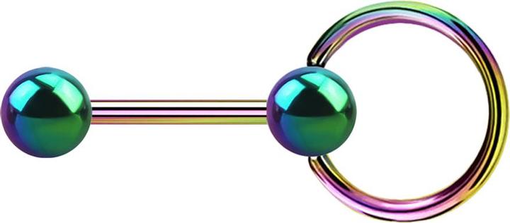 Produktbild Star Piercing Barbell farbig mit Kugel und Kugel Ball Closure Ring (ohne Messing, Chirurgenstahl 316L)