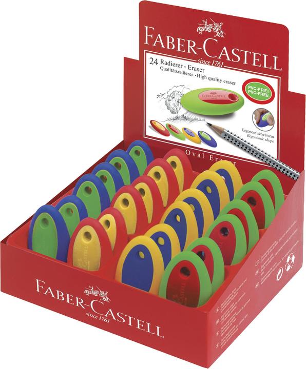 Produktbild Faber-Castell Kunststoff-Radierer OVAL, farbig sortiert