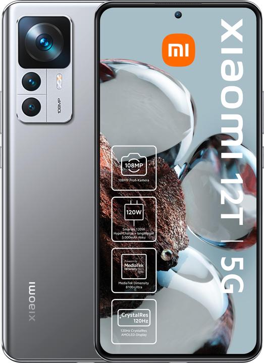 Productafbeelding Xiaomi 12T (256 GB, Zilver, 6.67", Dubbele SIM, 108 Mpx, 5G)