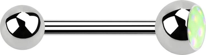 Produktbild Star Piercing Barbell silber mit Kugel und Kugel Epoxidstein grün (ohne Messing, Chirurgenstahl 316L)
