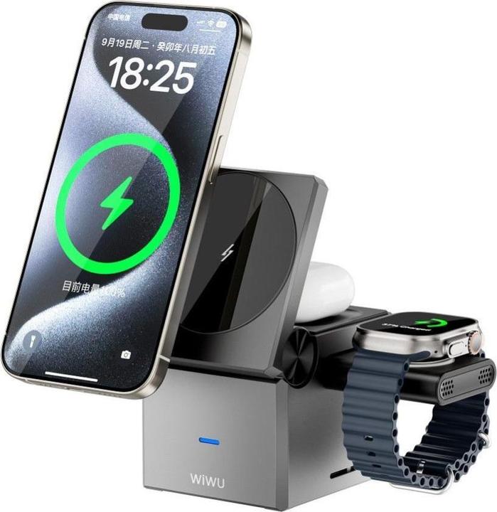 Actual product image Xtorm Wireless charger WiWU WiWU - Foldable Wireless Charger 3in1 Wi-W030 15W (15 W)