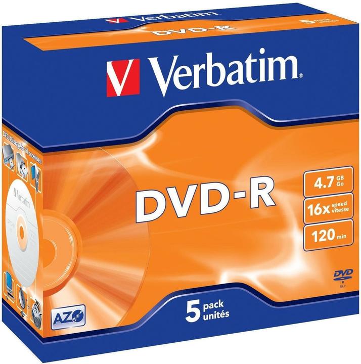 Verbatim DVD-R, 4,7 Go, 16x, paquet de 5 (5 x)