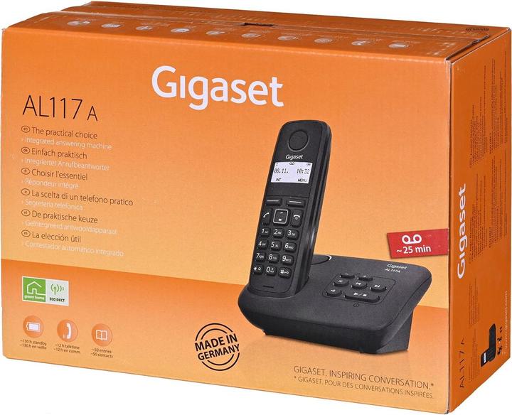 Actual product image Gigaset SIEMENS WIRELESS PHONE AL117A BLACK (S30852-H2826-D201)