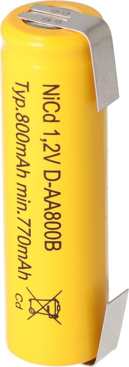 AccuCell Akku Flat Top Mignon, AA mit Lötfahnen in U-Form (1 Stk., AA, 800 mAh)