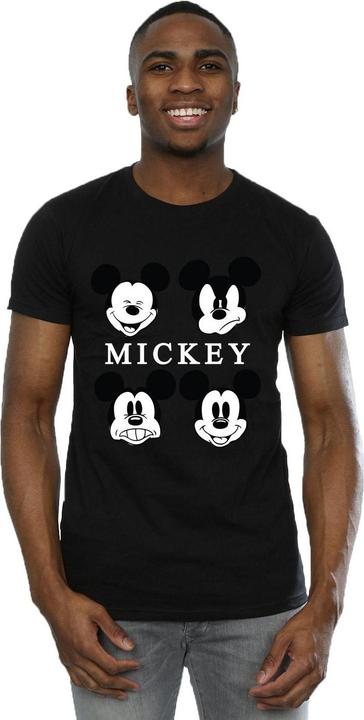 Actual product image Disney Mens Four Heads Mickey Mouse Cotton T-Shirt (L)