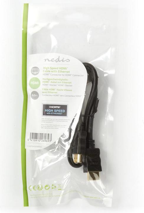 Produktbild Nedis CVGP34000BK05 HDMI-Kabel 0,5 m HDMI Typ A (Standard) Schwarz (0.50 m, HDMI)