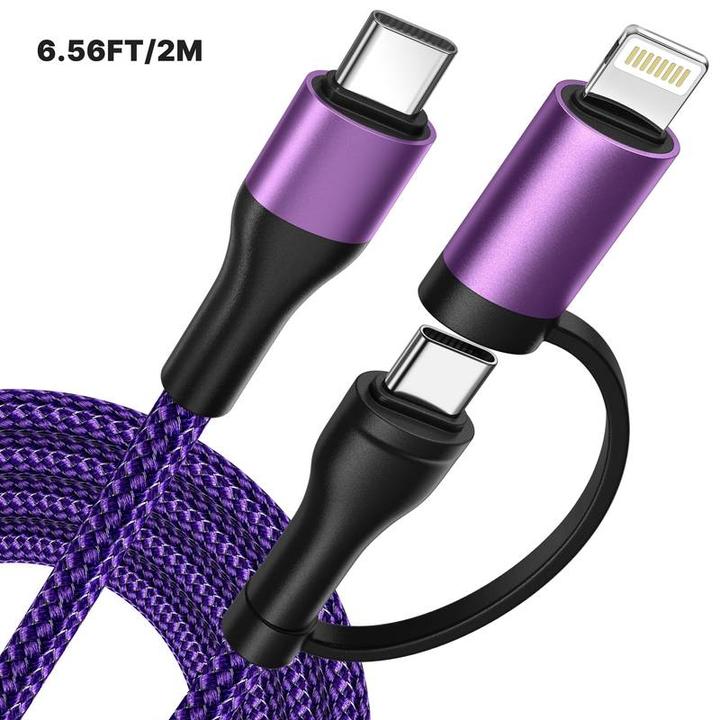 Image du produit PhoneLook Câble de charge 2 en 1 (USB-C vers USB-C + Lightning) pour iPhone 15 et modèles précédents (1 m)