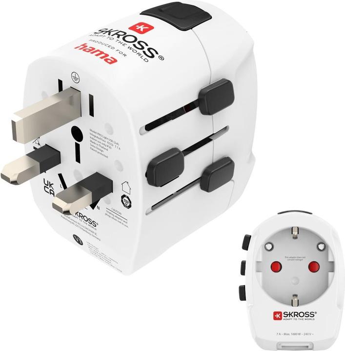 Immagine prodotto Hama Spina da viaggio World Travel Pro Light USB World 3-pin, 2x USB