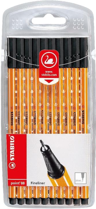 STABILO Fineliner - point 88 - 10er Pack - schwarz (Schwarzgrau, 10 x)