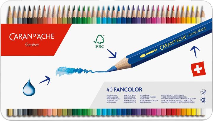 Image du produit Caran d'Ache Boîte métallique de crayons de couleur Fancolor (Multicolore, 40 x)