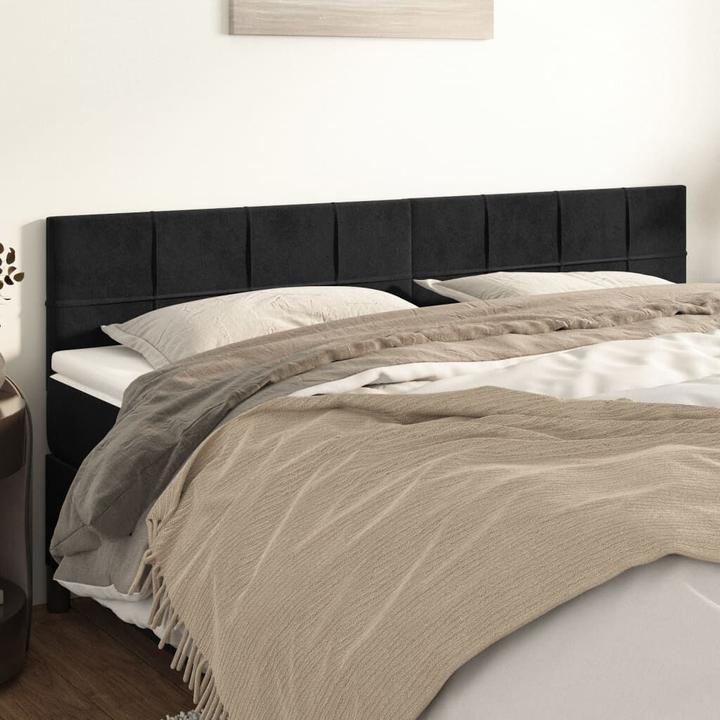 Produktbild VidaXL Kopfteile 2 Stk. Schwarz 100x5x78/88 cm Samt,Farbe (200 x 5 x 88 cm)