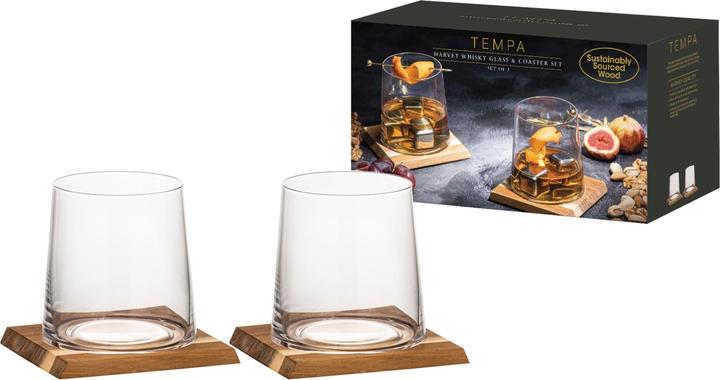 Produktbild Ladelle HARVEY Whiskeyglas & Untersetzer-Set 2-er Pack (1 x, Whiskygläser)