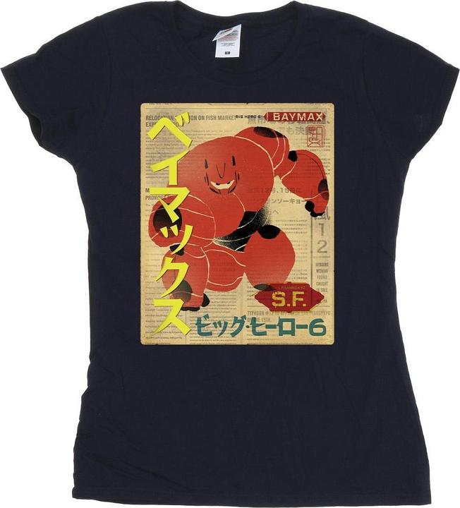 Actual product image Disney Womens/Ladies Big Hero 6 Baymax Baymax Newspaper Cotton T-Shirt (XXL)