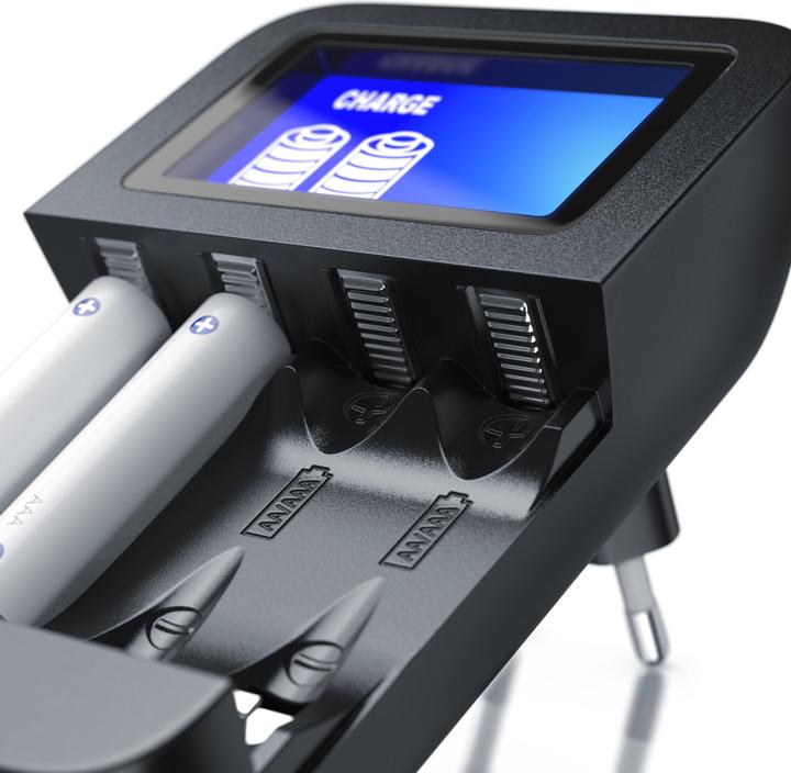 Actual product image Aplic Battery charger 2700 mA, universal 4-bay battery charger suitable for type AA / AAA NiMH batteries (1 pcs., AA, AAA, 1000 mAh, Chargers without battery)