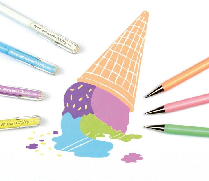 Produktbild Pentel Roller Hybrid Gel Milky (Assortiert, 7 x)