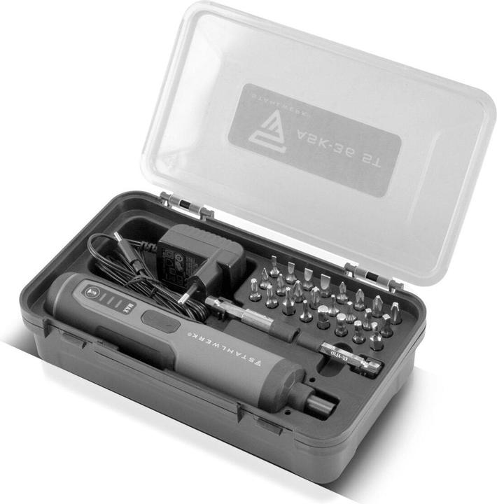 Actual product image Stahlwerk Cordless screwdriver ASK-36 ST bar screwdriver set, 25 pcs 3.6 V motor 1300 mAh (Rechargeable battery operated)