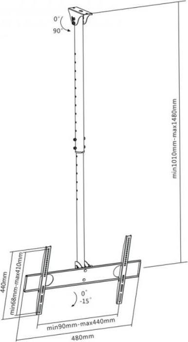 Produktbild Maclean MC-631 - VESA Monitor-/TV-Halterung, 32-55", schwarz, 50 kg (Decke, 55", 50 kg)