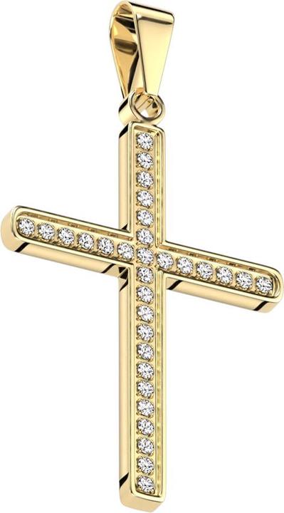 Star Piercing Anhänger vergoldet Kreuz mit Kristallen (Chirurgenstahl 316L)