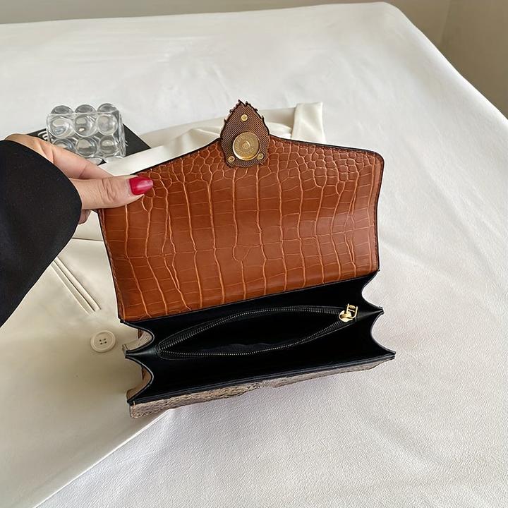 Produktbild Only-Bags.Store Klassische Nischen-Design Mini Square Umhängetasche, All-Match Trendy Klappe Löwe Knopf Dekor Kette